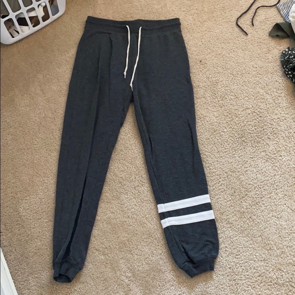gray striped sweatpants